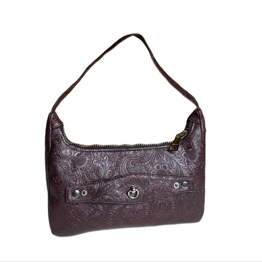 Burgundy embossed rosy cuff bag