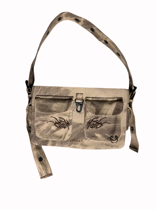 beige embroidered bag