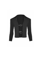 Black cropped blazer on a white background