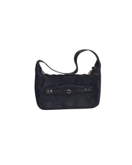 Embossed Rosy cuff bag - Blue noir