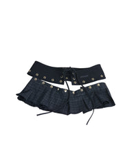 AYA belted layered skirt - Ink grid